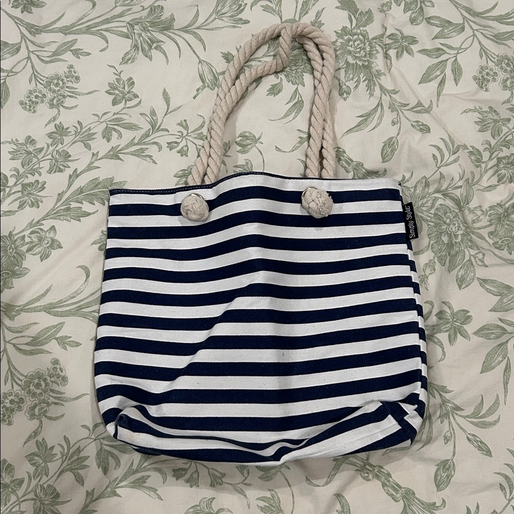 Simply Styled Navy and White Striped Bag